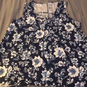 Blue floral sleeveless top